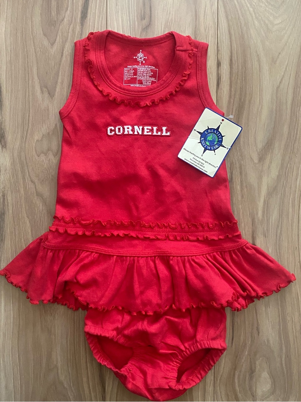 Cornell Cotton Red Ruffle Tank Dress And Matching Bloomers - Size 6 - 9 Months